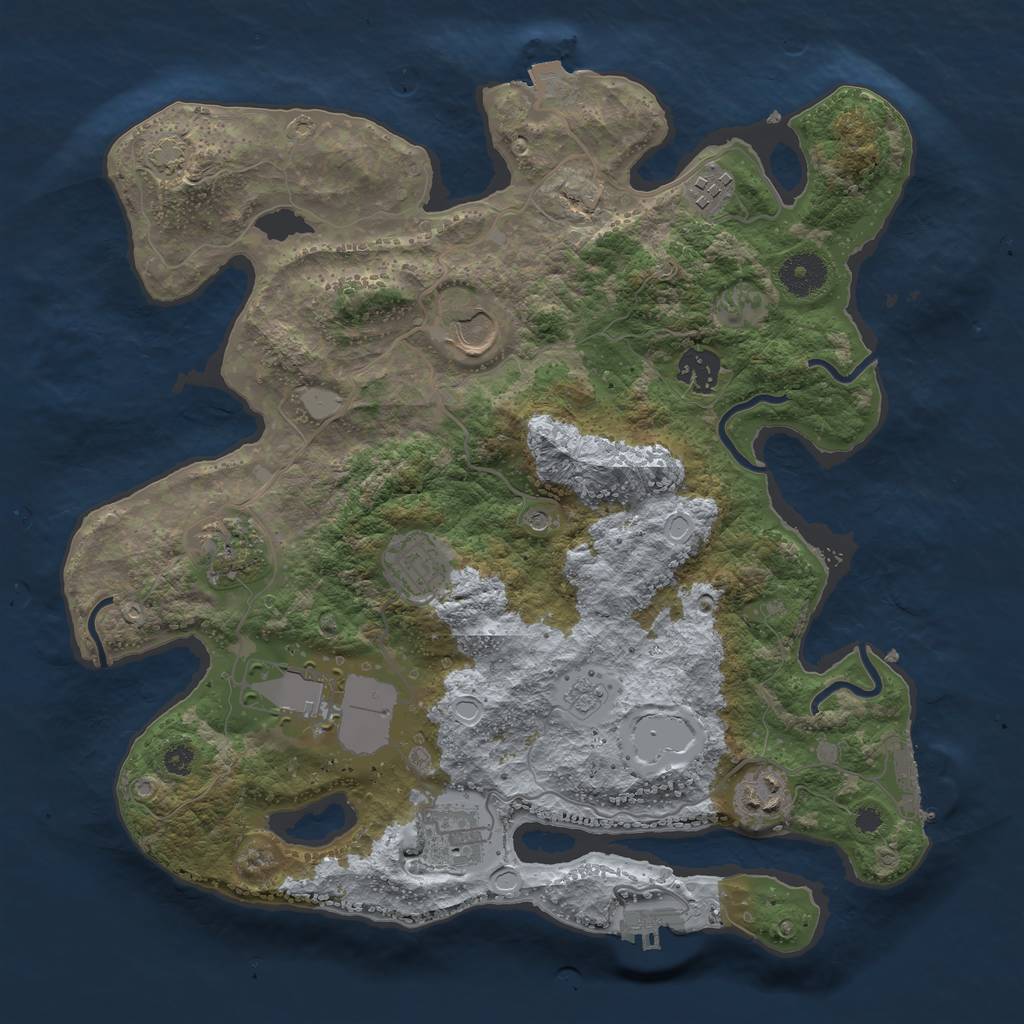 Rust Map: Procedural Map, Size: 3500, Seed: 1490718240, 16 Monuments