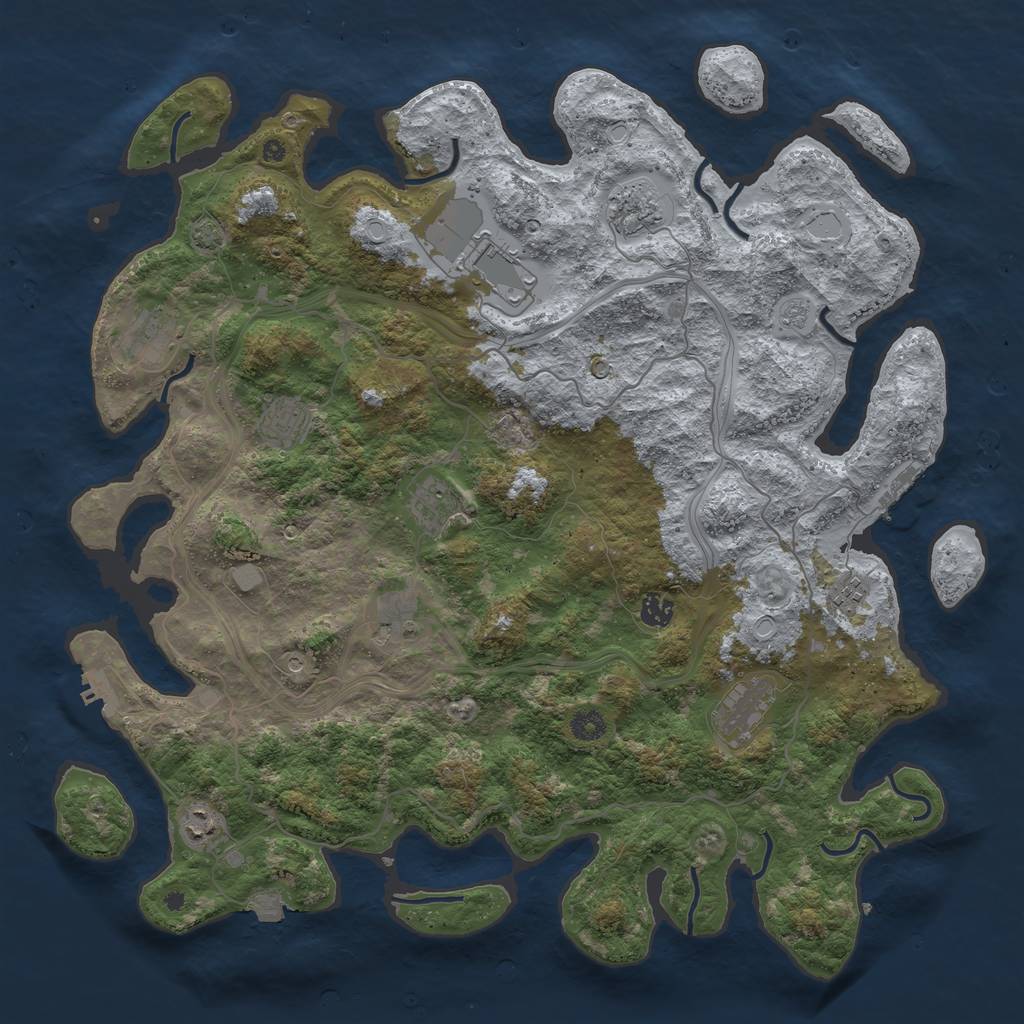 Rust Map: Procedural Map, Size: 4500, Seed: 1577780139, 18 Monuments