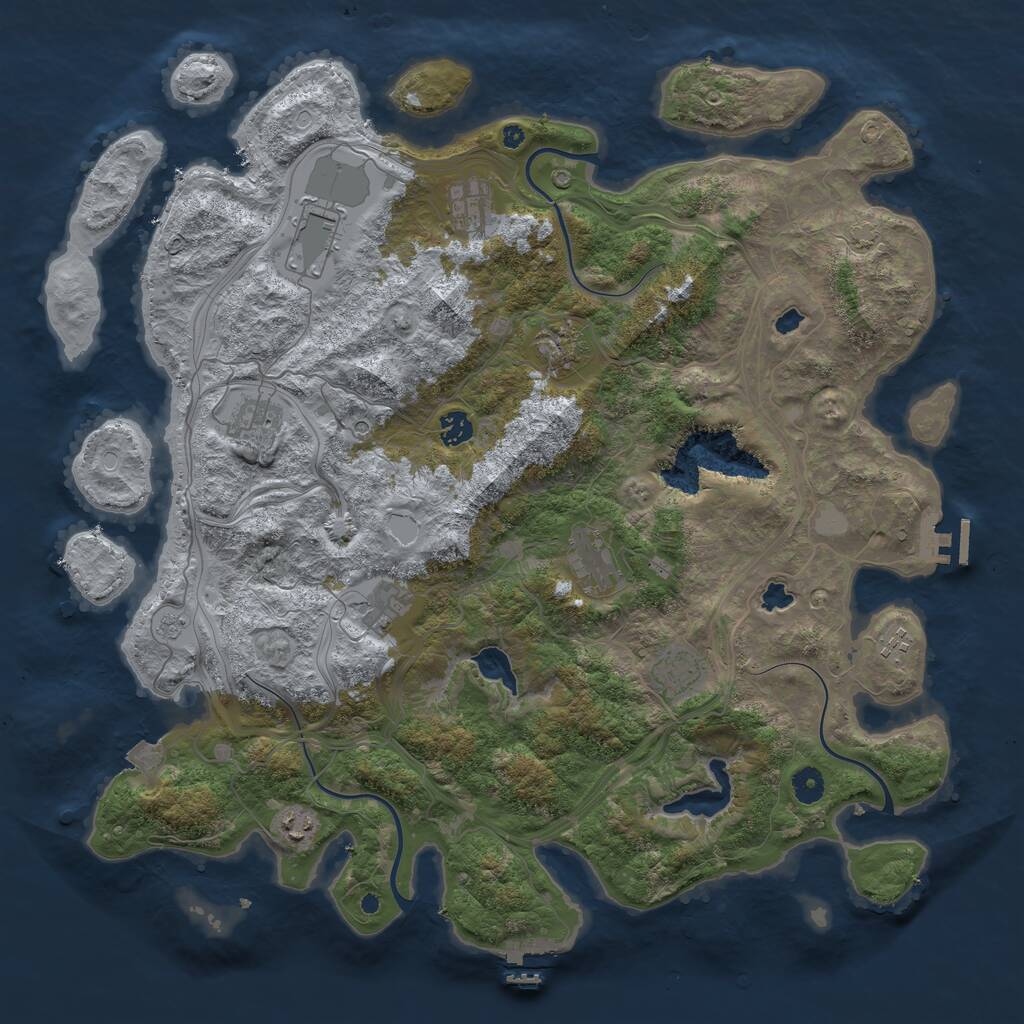 Rust Map: Procedural Map, Size: 4500, Seed: 321352060, 16 Monuments