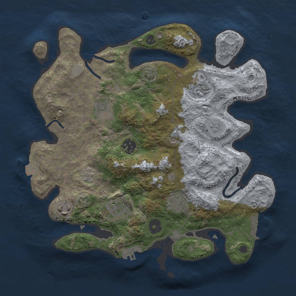 Rust Map: Procedural Map, Size: 3200, Seed: 69696, 15 Monuments