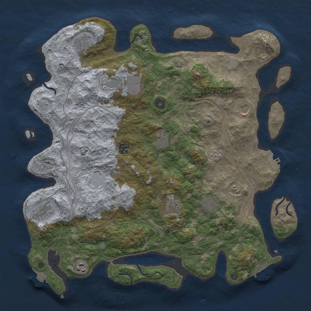 Rust Map: Procedural Map, Size: 4250, Seed: 1939497150, 18 Monuments