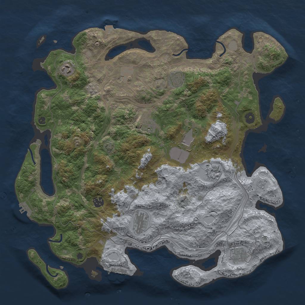Rust Map: Procedural Map, Size: 4250, Seed: 992615069, 18 Monuments