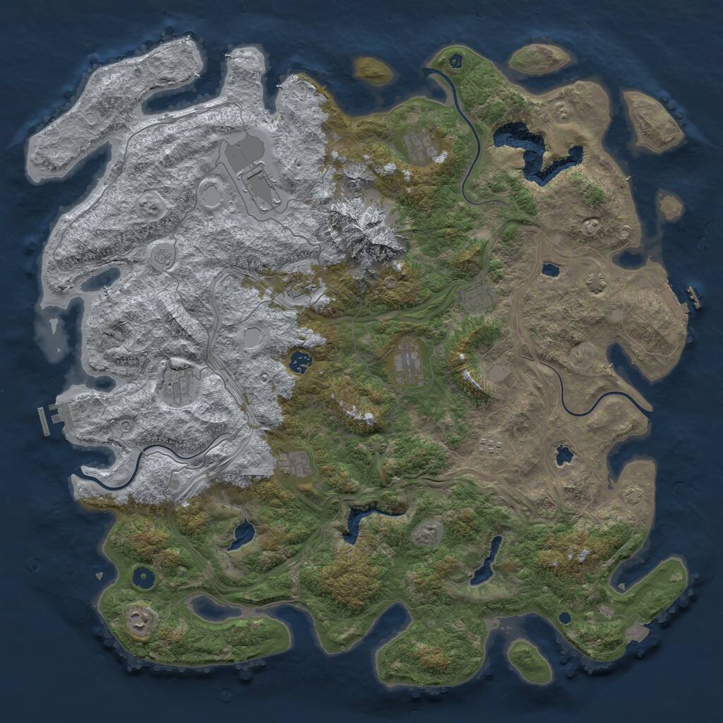 Rust Map: Procedural Map, Size: 5000, Seed: 256314, 16 Monuments