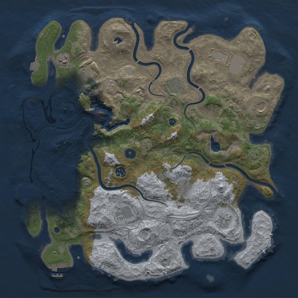 Rust Map: Procedural Map, Size: 4250, Seed: 852689685, 16 Monuments
