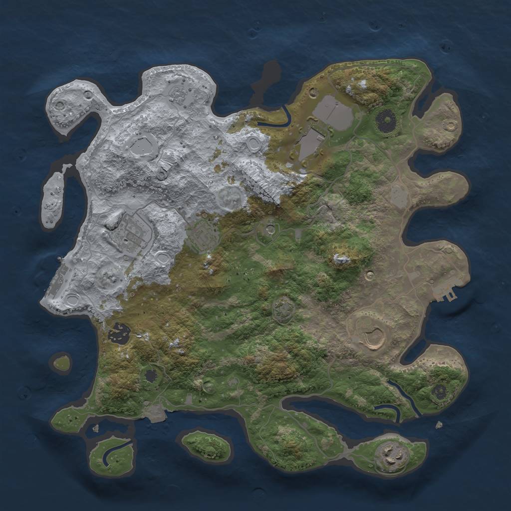 Rust Map: Procedural Map, Size: 3500, Seed: 710588598, 14 Monuments