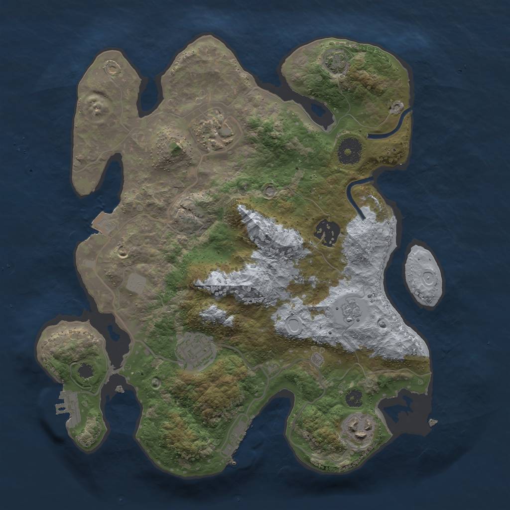 Rust Map: Procedural Map, Size: 3000, Seed: 1496371891, 11 Monuments