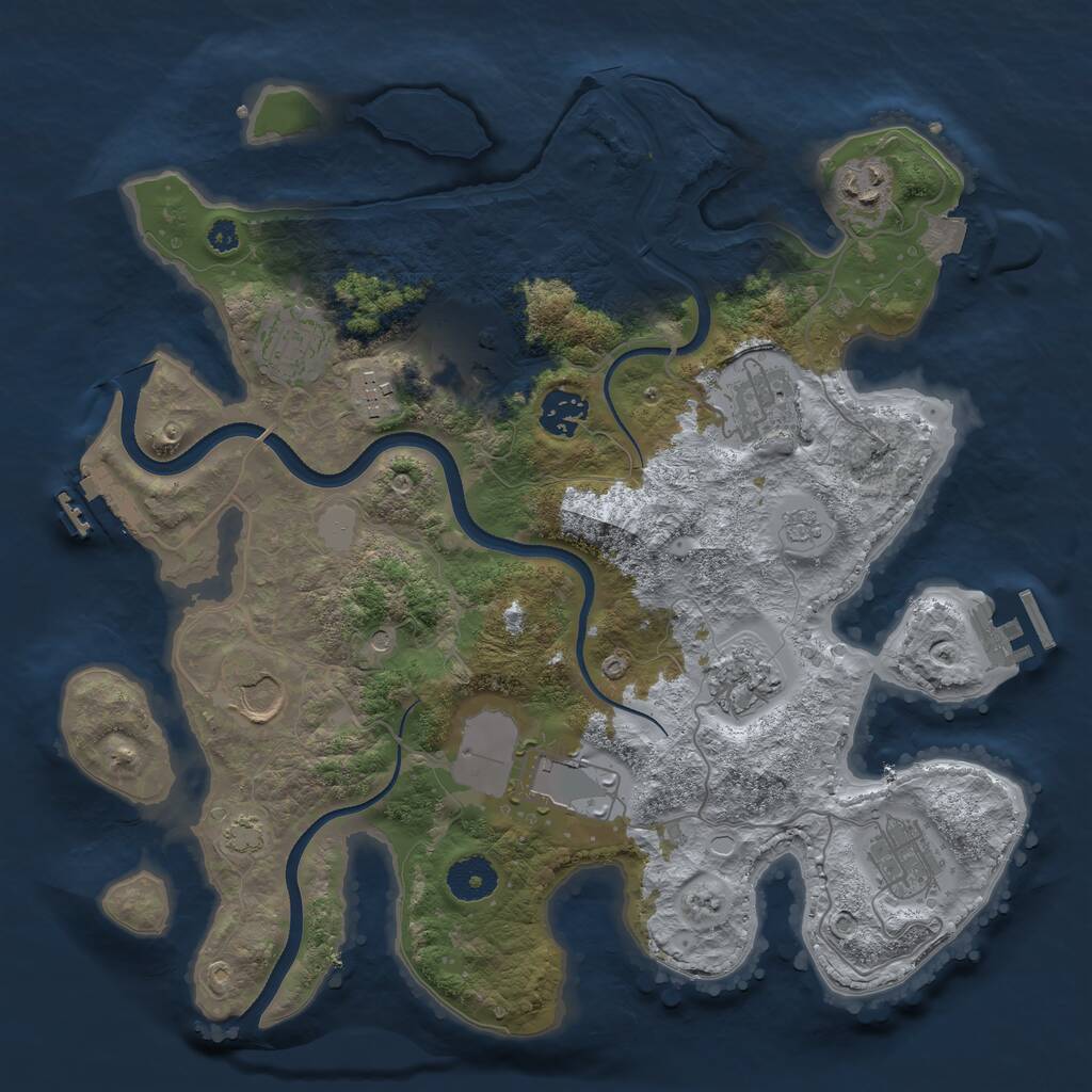 Rust Map: Procedural Map, Size: 3500, Seed: 1701989639, 16 Monuments