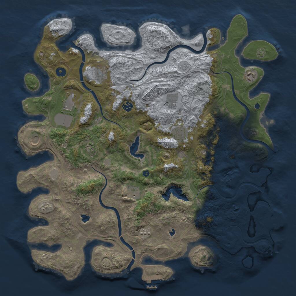 Rust Map: Procedural Map, Size: 4500, Seed: 866059157, 16 Monuments