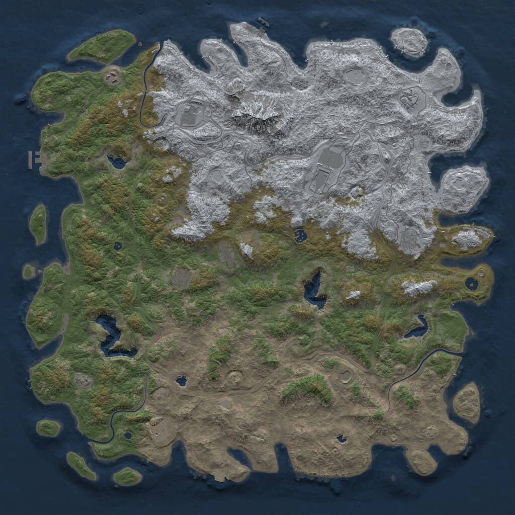 Rust Map: Procedural Map, Size: 6000, Seed: 229440549, 17 Monuments