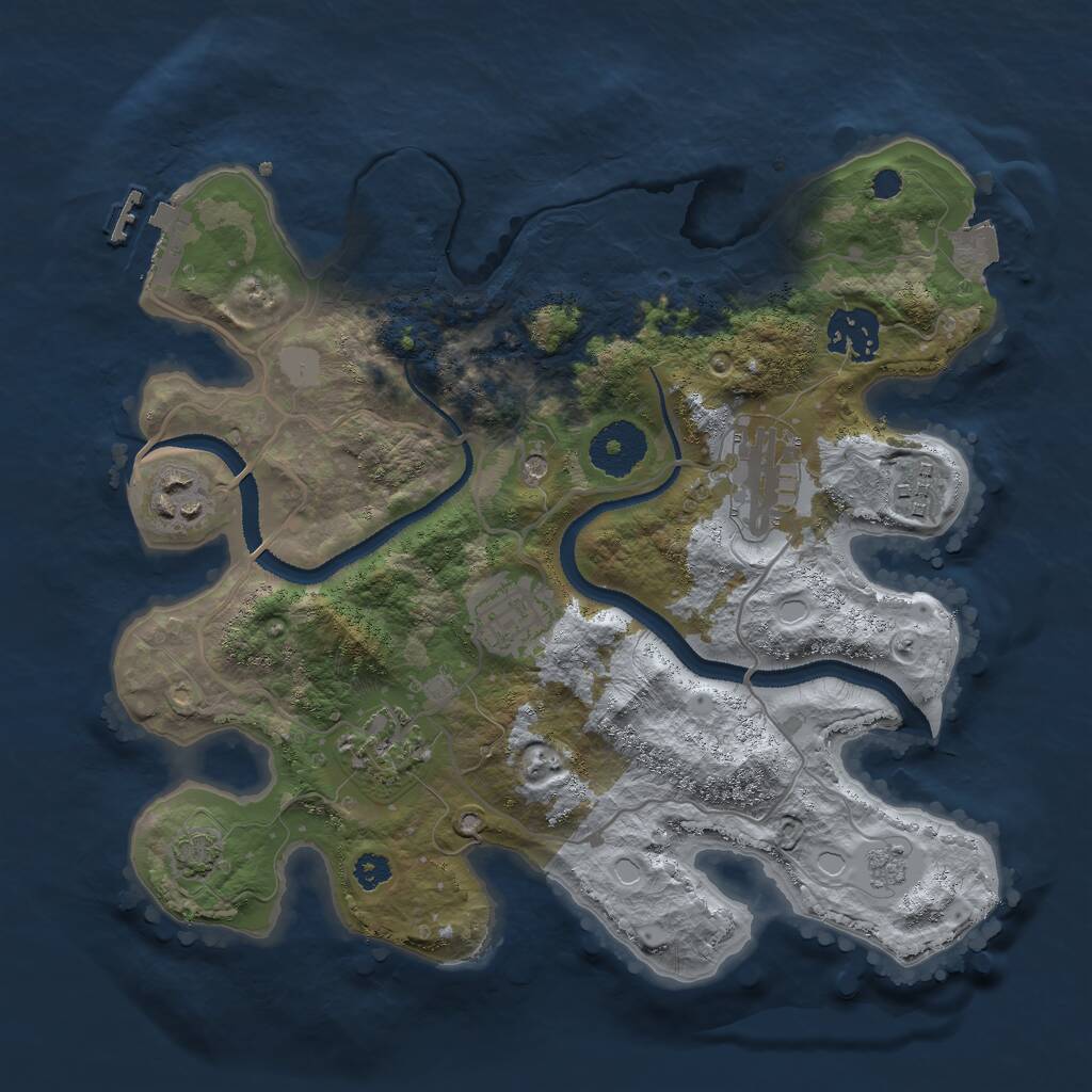 Rust Map: Procedural Map, Size: 3000, Seed: 1720827718, 11 Monuments