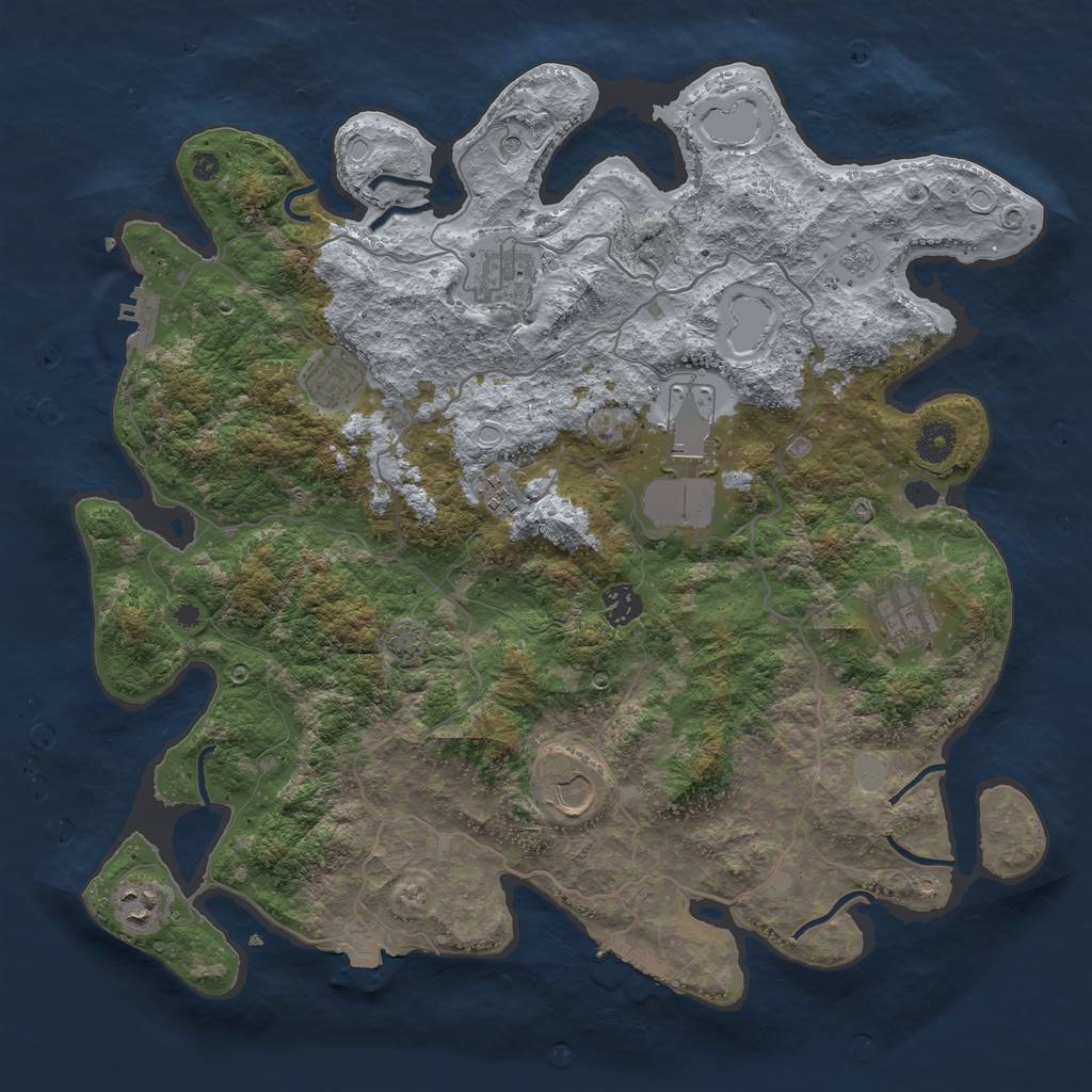 Rust Map: Procedural Map, Size: 4000, Seed: 979632824, 16 Monuments