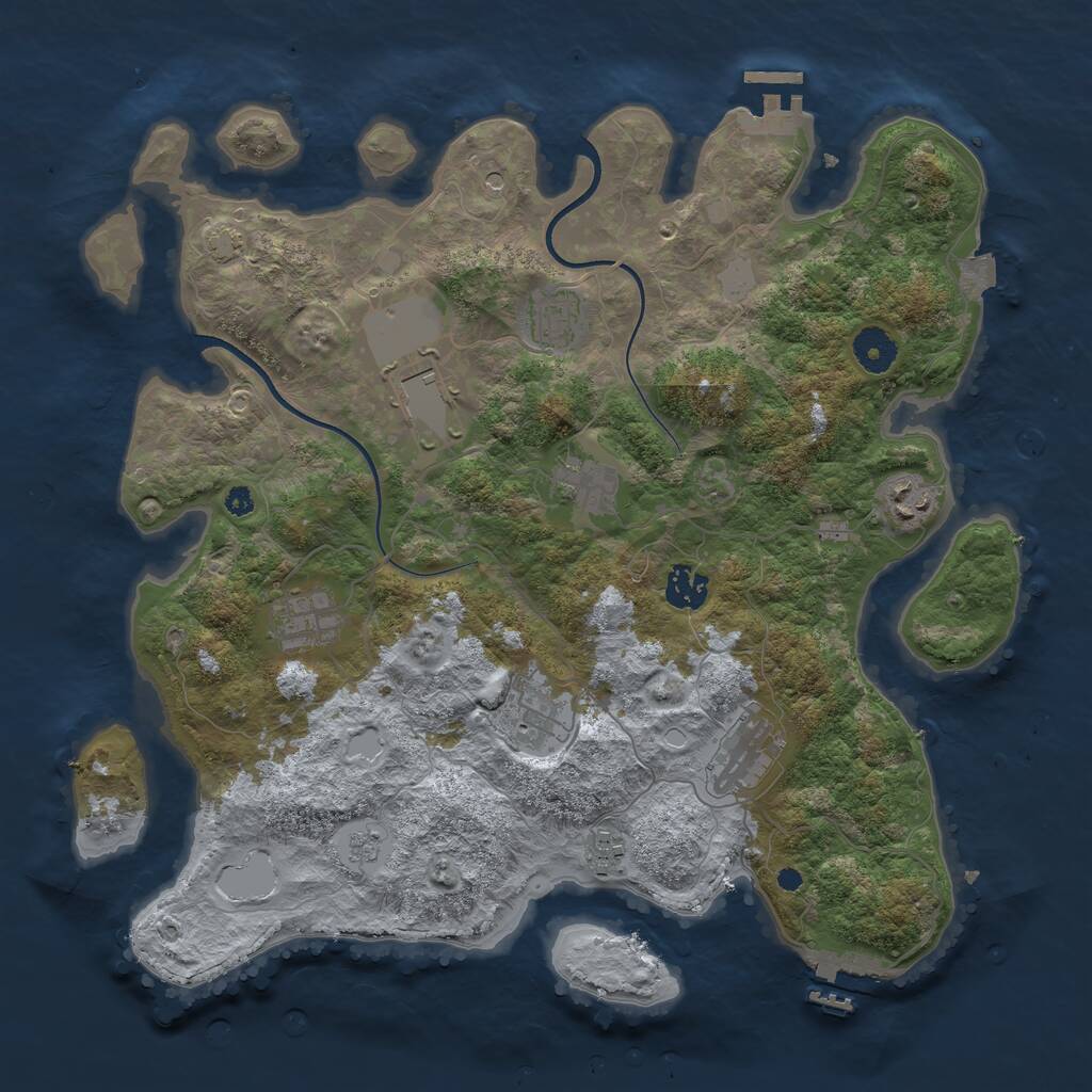 Rust Map: Procedural Map, Size: 3750, Seed: 1255073344, 15 Monuments
