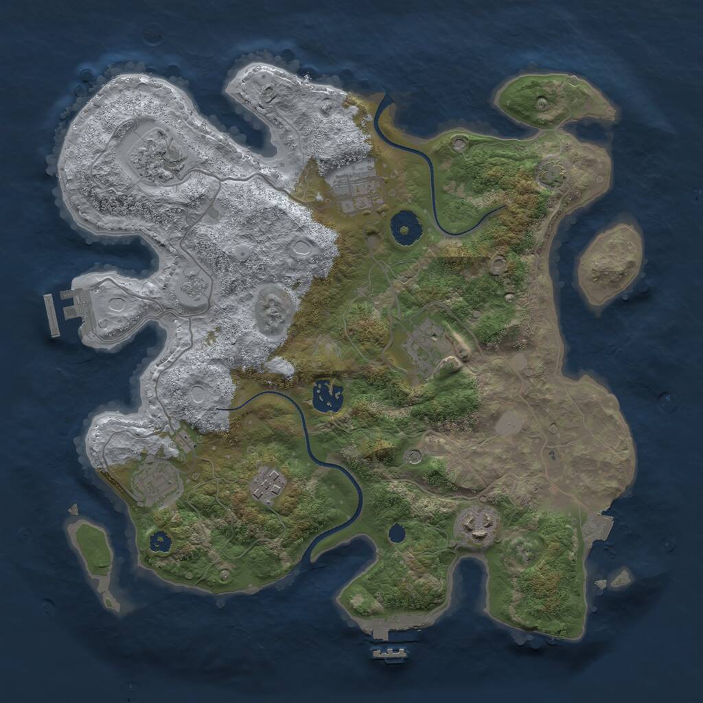 Rust Map: Procedural Map, Size: 3250, Seed: 1355422586, 13 Monuments