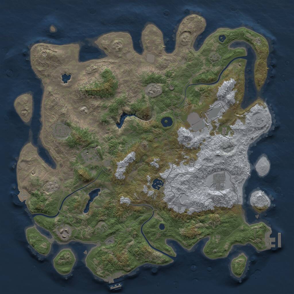 Rust Map: Procedural Map, Size: 4050, Seed: 593108764, 13 Monuments