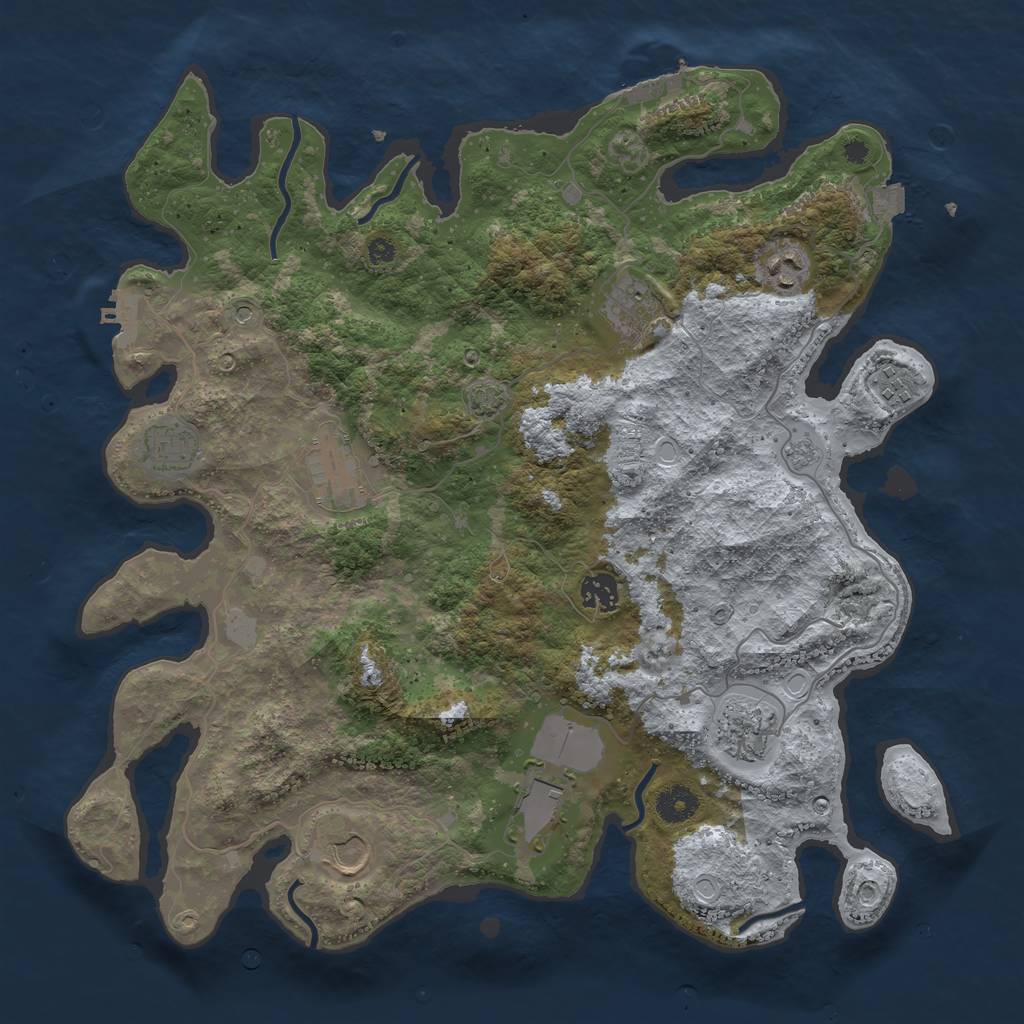 Rust Map: Procedural Map, Size: 3900, Seed: 977462, 17 Monuments