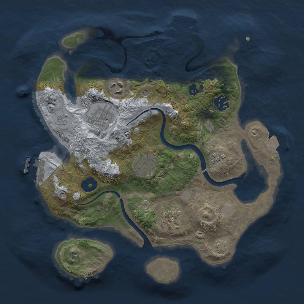 Rust Map: Procedural Map, Size: 3000, Seed: 35325801, 12 Monuments