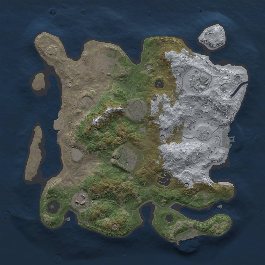 Rust Map: Procedural Map, Size: 3000, Seed: 467590377, 14 Monuments