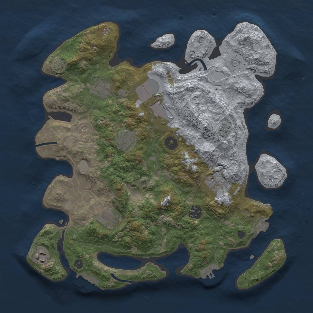 Rust Map: Procedural Map, Size: 3500, Seed: 385289313, 16 Monuments
