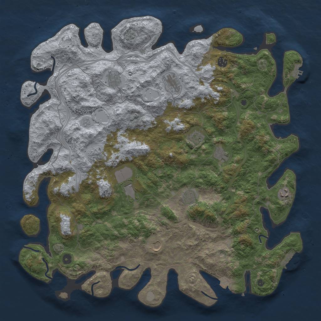 Rust Map: Procedural Map, Size: 4800, Seed: 1057723219, 19 Monuments