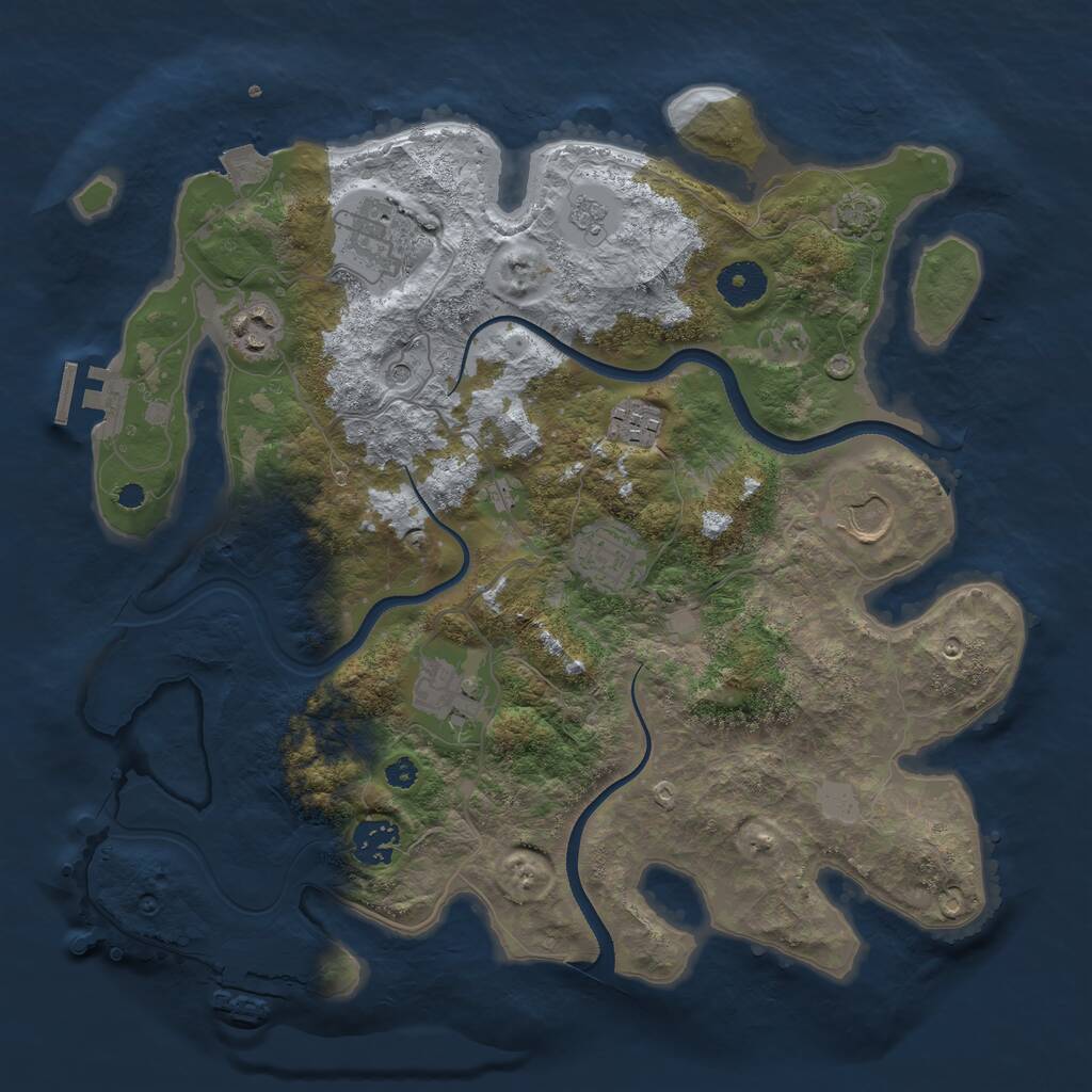 Rust Map: Procedural Map, Size: 3500, Seed: 21897, 13 Monuments