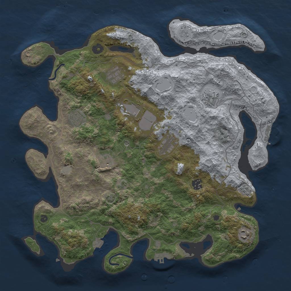 Rust Map: Procedural Map, Size: 4000, Seed: 964057328, 17 Monuments