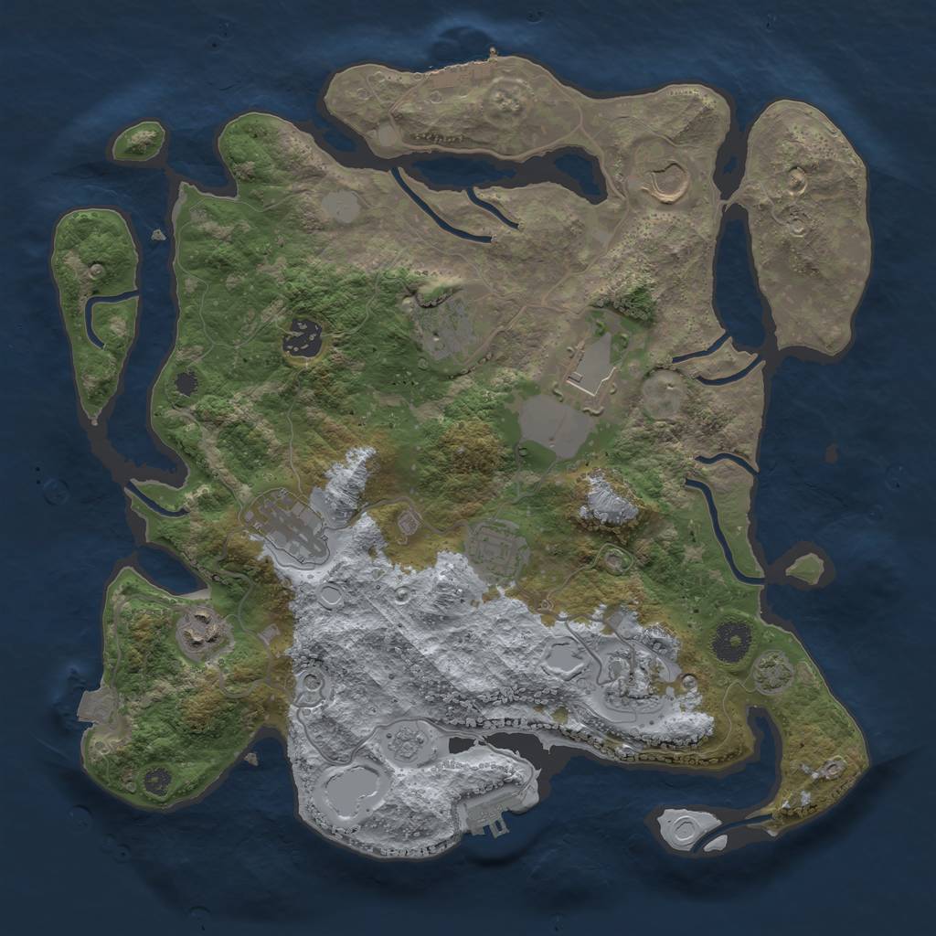 Rust Map: Procedural Map, Size: 3500, Seed: 1436652722, 16 Monuments