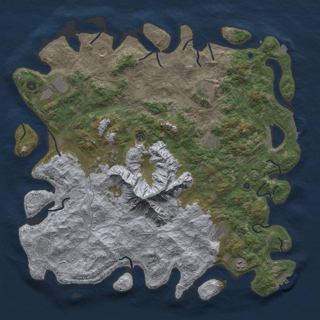 Rust Map: Procedural Map, Size: 5000, Seed: 911, 19 Monuments