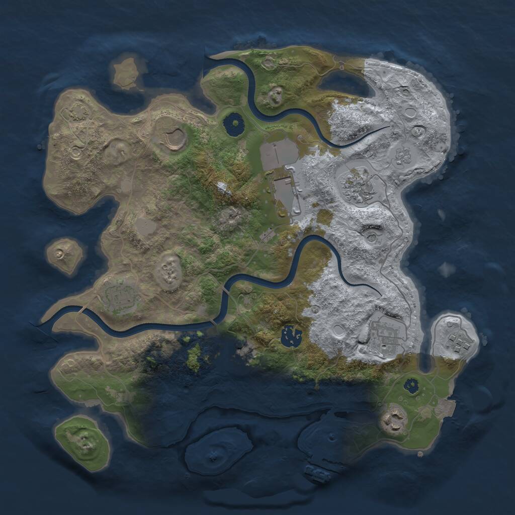 Rust Map: Procedural Map, Size: 3500, Seed: 801669452, 14 Monuments