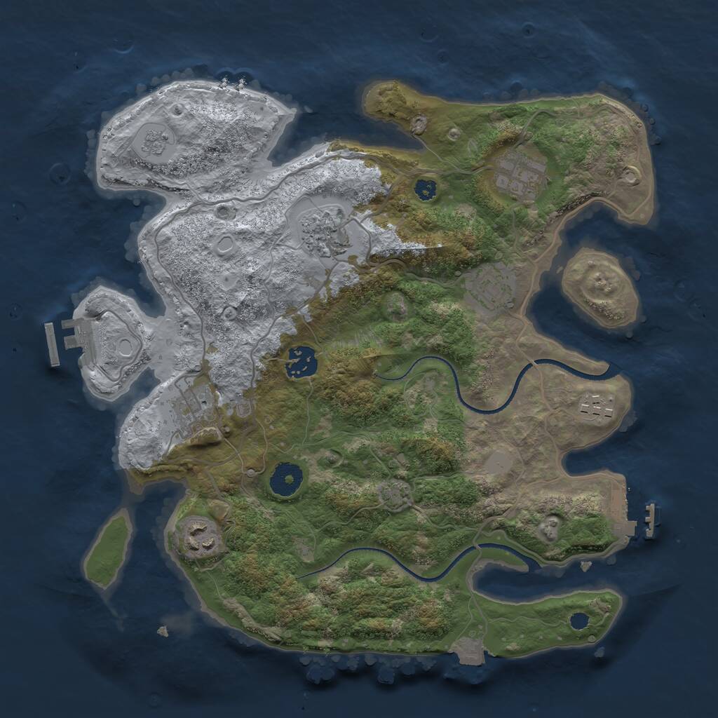 Rust Map: Procedural Map, Size: 3300, Seed: 227270469, 12 Monuments