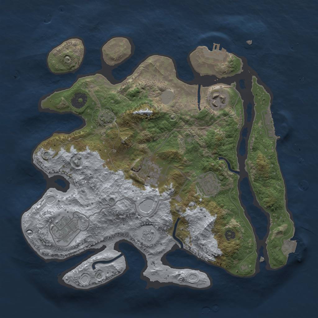 Rust Map: Procedural Map, Size: 3000, Seed: 1415815234, 11 Monuments