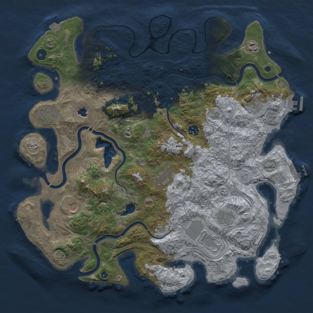 Rust Map: Procedural Map, Size: 4444, Seed: 3000000, 16 Monuments