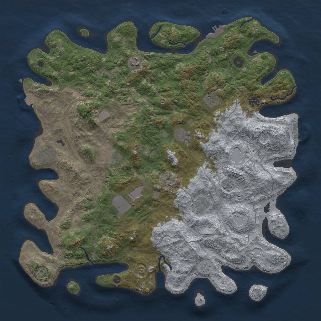 Rust Map: Procedural Map, Size: 4500, Seed: 1628077692, 17 Monuments