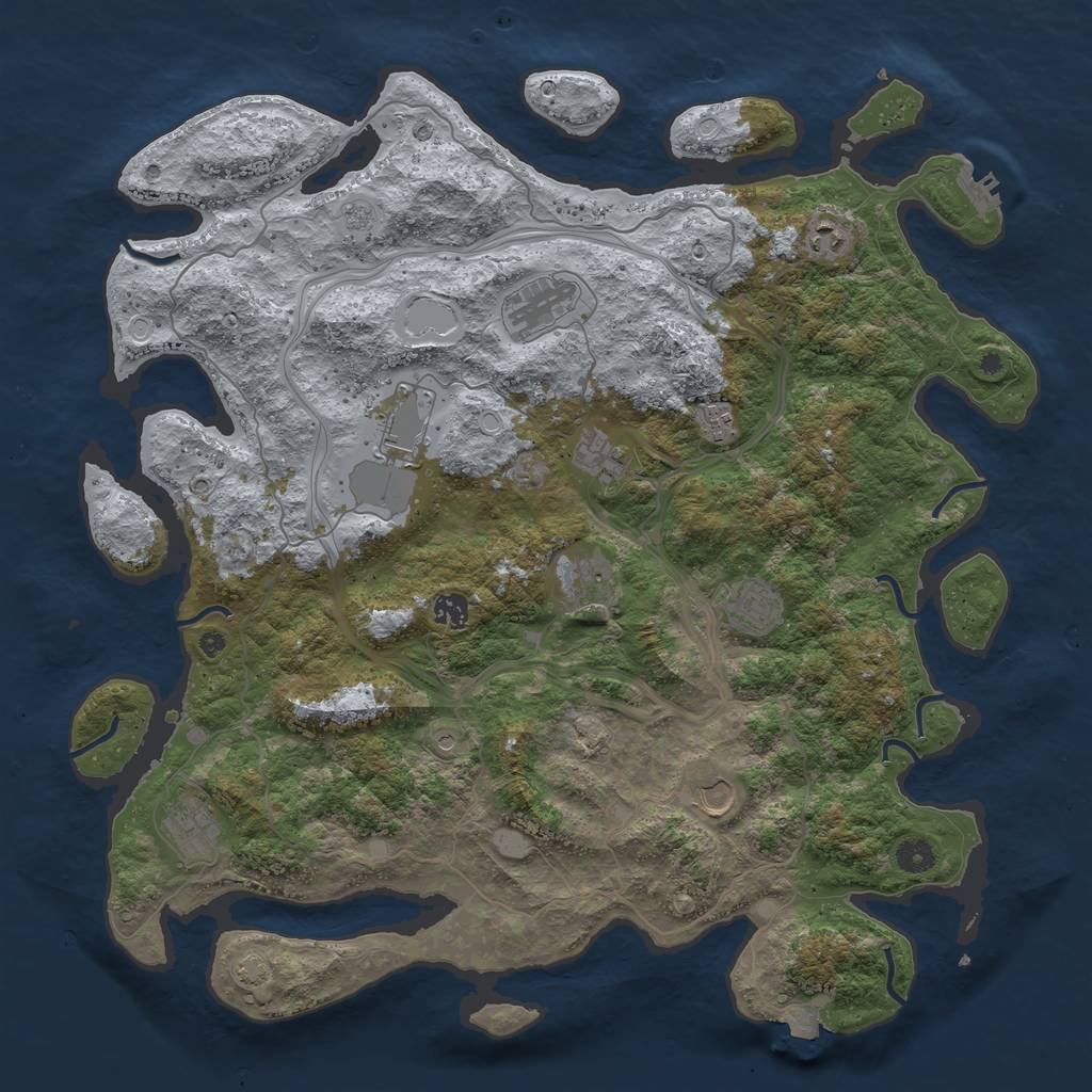 Rust Map: Procedural Map, Size: 4500, Seed: 667453214, 17 Monuments