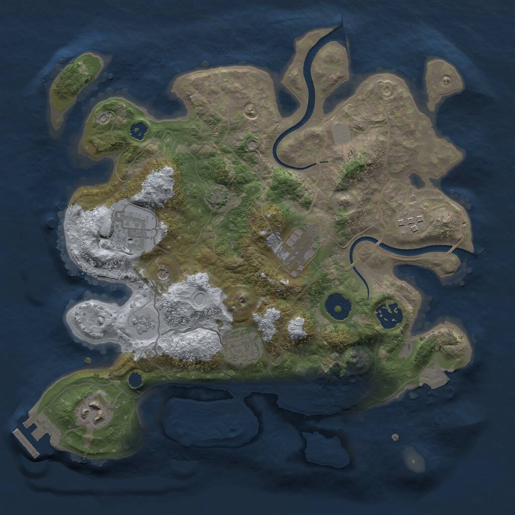 Rust Map: Procedural Map, Size: 3000, Seed: 1362215214, 11 Monuments