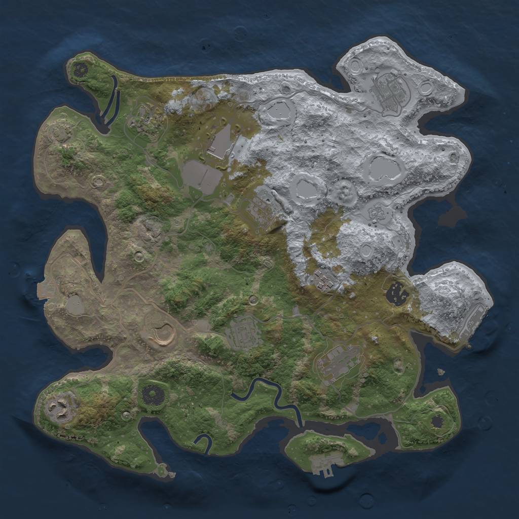 Rust Map: Procedural Map, Size: 3500, Seed: 97437048, 17 Monuments