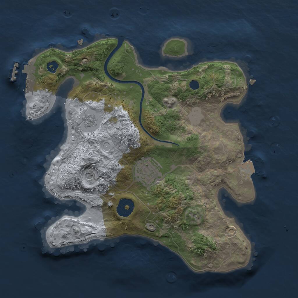 Rust Map: Procedural Map, Size: 2500, Seed: 920378631, 5 Monuments