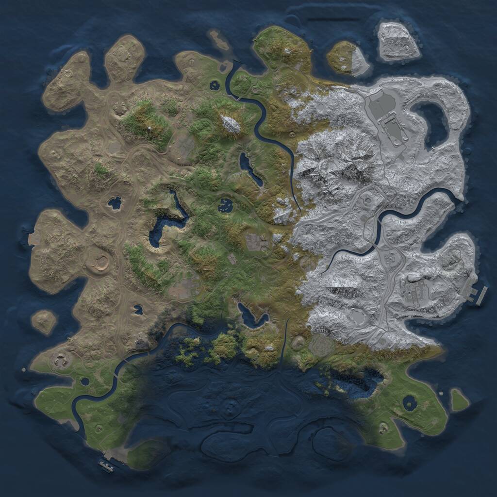 Rust Map: Procedural Map, Size: 5000, Seed: 801669452, 17 Monuments