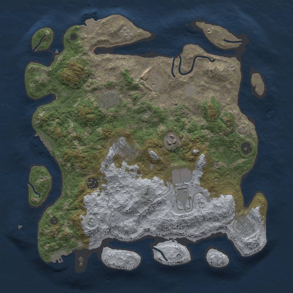 Rust Map: Procedural Map, Size: 3750, Seed: 1379426942, 16 Monuments