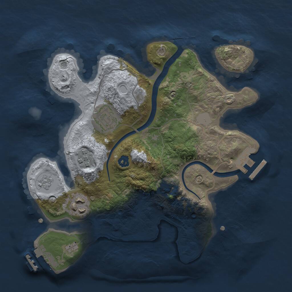 Rust Map: Procedural Map, Size: 2500, Seed: 1102113066, 8 Monuments