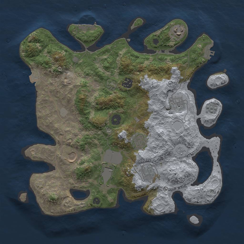 Rust Map: Procedural Map, Size: 3500, Seed: 352442634, 16 Monuments