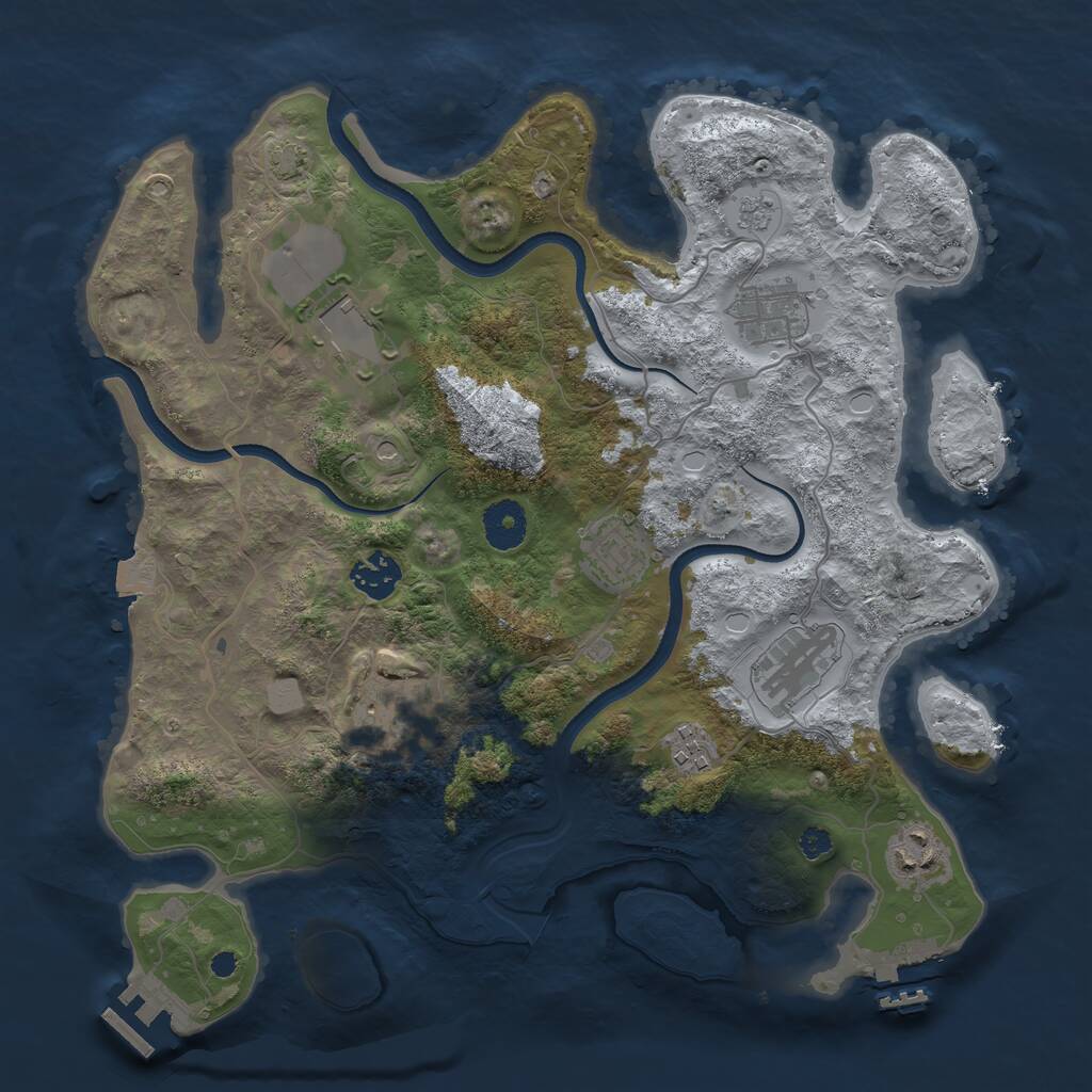 Rust Map: Procedural Map, Size: 3500, Seed: 1926980067, 14 Monuments