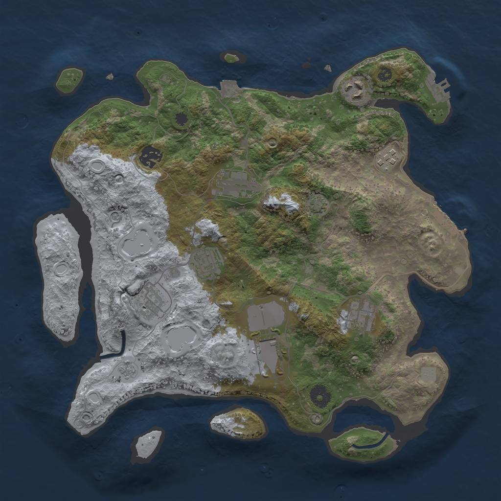 Rust Map: Procedural Map, Size: 3500, Seed: 976535680, 16 Monuments