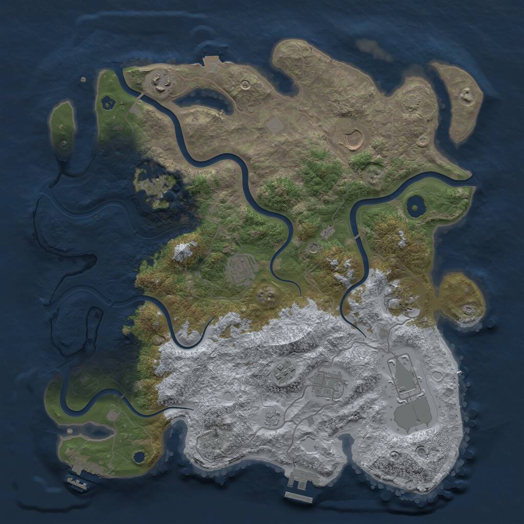 Rust Map: Procedural Map, Size: 3800, Seed: 98849607, 14 Monuments