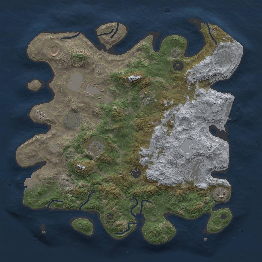 Rust Map: Procedural Map, Size: 3700, Seed: 528363350, 17 Monuments