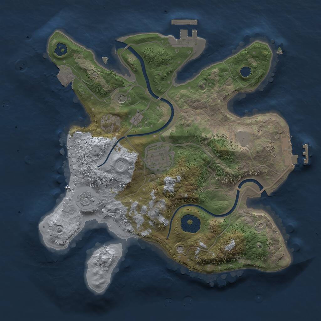 Rust Map: Procedural Map, Size: 2500, Seed: 2002289721, 6 Monuments