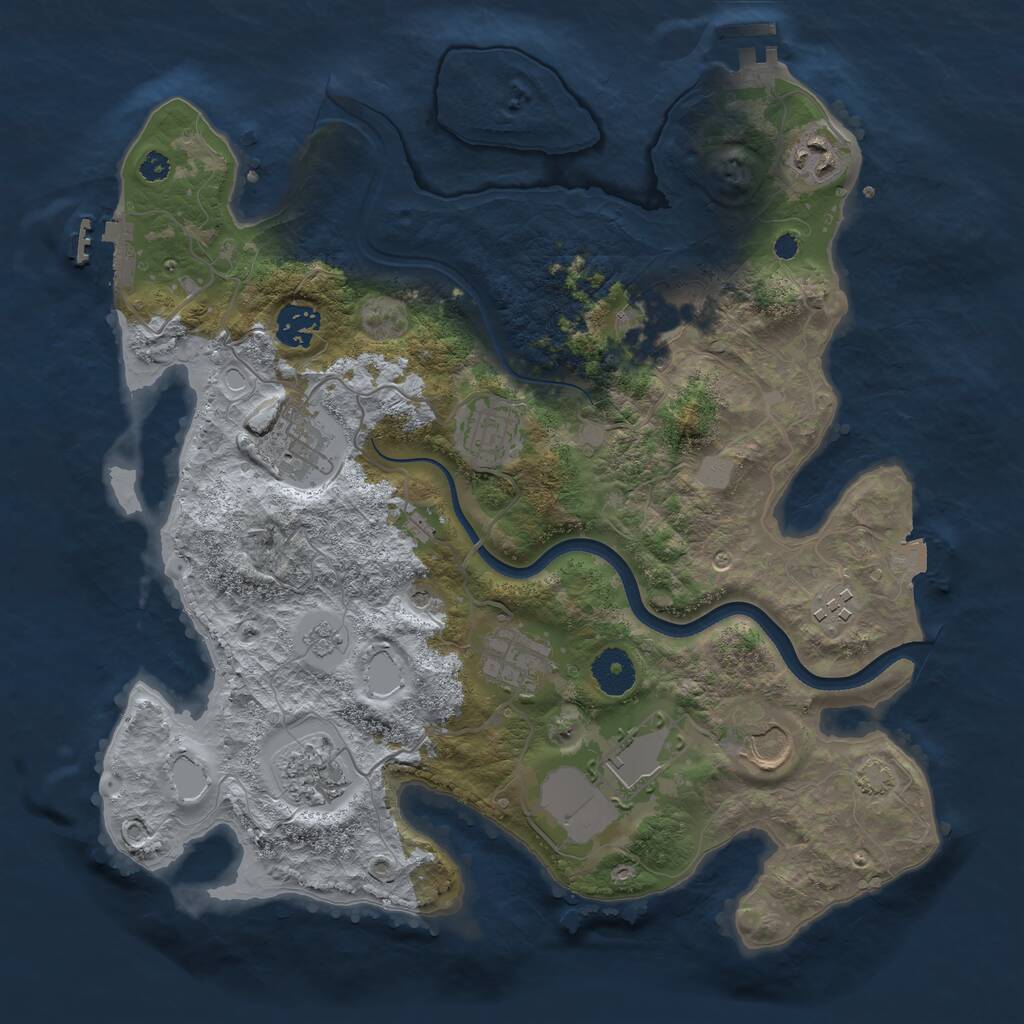 Rust Map: Procedural Map, Size: 3500, Seed: 48789173, 16 Monuments