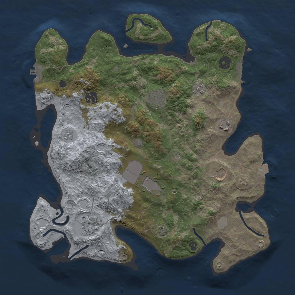 Rust Map: Procedural Map, Size: 3500, Seed: 48789173, 15 Monuments