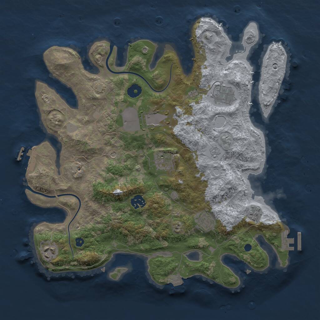 Rust Map: Procedural Map, Size: 3500, Seed: 675443303, 13 Monuments