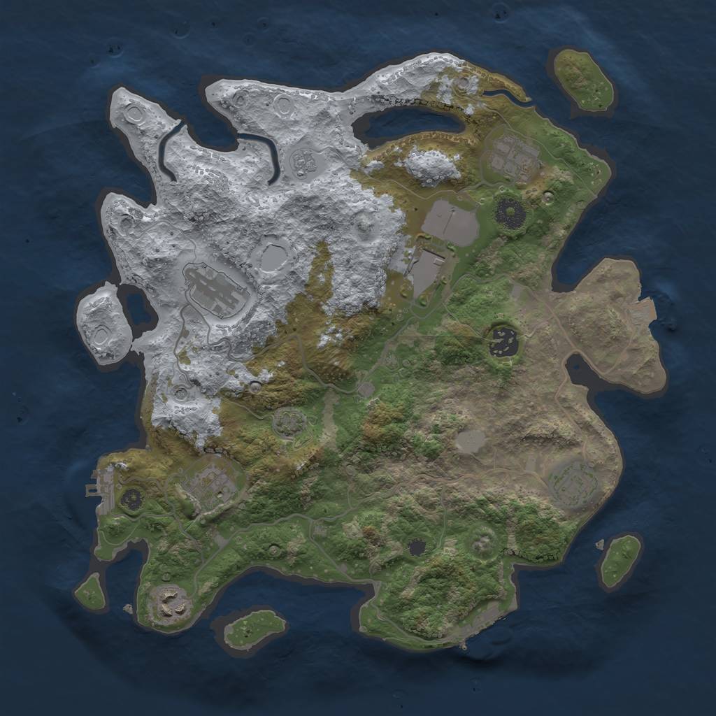 Rust Map: Procedural Map, Size: 3500, Seed: 756168747, 15 Monuments