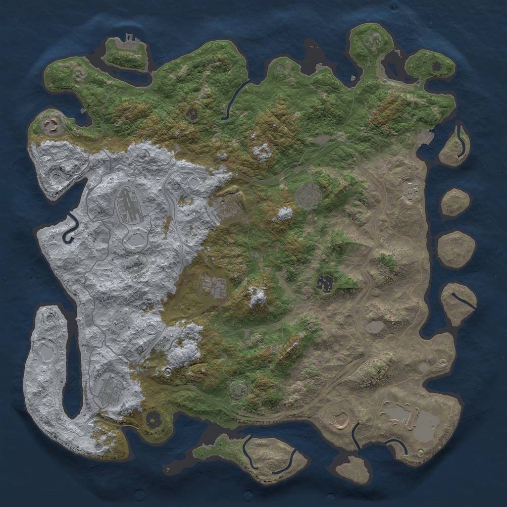 Rust Map: Procedural Map, Size: 4500, Seed: 12345689, 17 Monuments